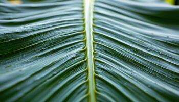 close up view of banana leaf veins lit from behind, revealing the intricate structure and texture. photo