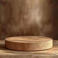 Empty podium and product pedestal for display purposes in professional showcases and presentations featuring cosmetics and other products requiring attention photo