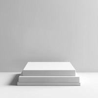 Elegant empty podium display for product presentation, ideal choice for showcasing cosmetics or artistic products on stylish product pedestal in minimalist setting photo