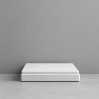 Empty podium and product pedestal showcasing clean lines and minimal design perfect for highlighting cosmetics and promotional items in modern retail environments photo