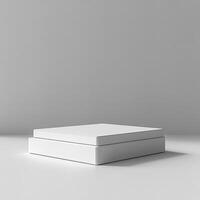 Empty podium and product pedestal for cosmetics display, ideal for showcasing beauty products and promotional materials, highlighting minimalist design and versatility photo
