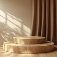 Empty podium showcasing product pedestal for cosmetics display in minimalistic interior setting photo