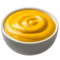 A bowl of yellow sauce on a black background png