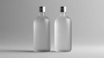 Elegant set of shampoo and conditioner bottles in sleek minimalist design for modern bathrooms photo