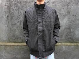 Black Quilted Jacket Front View photo