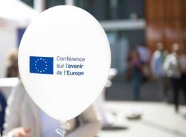 Luxembourg, Luxembourg - May 09, 2024 - Day of Europe., white balloon photo