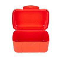 Plastic lunch box isolated on a white photo