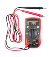Digital multimeter on white back photo