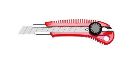 Stationery knife on a white photo