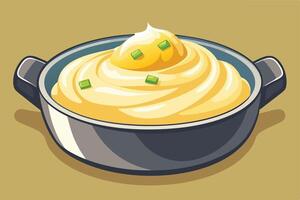 Creamy, Delicious Mashed Potatoes in a Rustic Serving Dish A Comfort Food Image - Professional digital artwork with vibrant colors and detailed composition vector