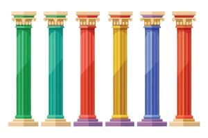 A Colorful Classic Columns in Flat Design vector