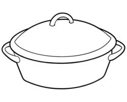 Simple Line Drawing of an Oval-Shaped Covered Pot vector