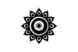 Striking Black and White Mandala Design Intricate Circular Floral Pattern on White Background, Evoking Serenity and Balance vector