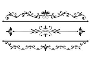 Elegant Black and White Flourishes Three Decorative Dividers for Vintage Design Projects, Adding a Classic and Refined Touch vector