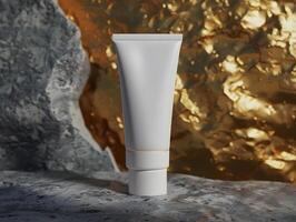 White cream tube on rocky surface photo