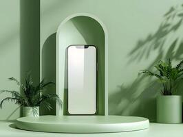Floating 3d blank phone screen model for advertising apps or showcasing mobile templates photo