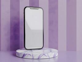 Minimal 3d blank phone screen on a clean background great for ui ux product mockup photo
