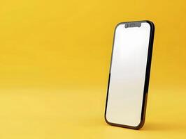 Elegant 3d phone mockup with blank display in realistic lighting for visual design projects photo