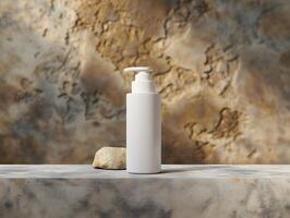 Creative 3d cosmetic product container mockup with blank label space for branding photo