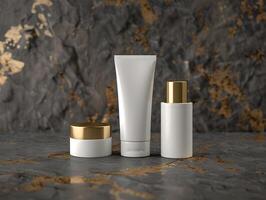 Professional 3d white tube mockup for minimal product identity and branding visuals photo