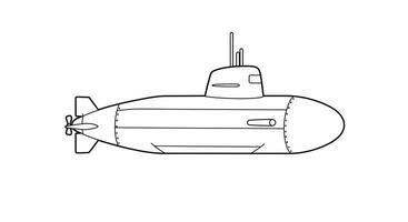 Contemporary Modern Submarine on Surface Kids Coloring Page vector