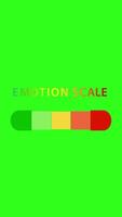Animated emotion scale transitions through various moods with colorful faces on a vibrant green background video