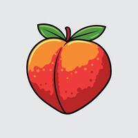 Peach fruit simple isolated cartoon illustration with a light background vector