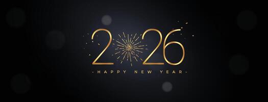 Elegant 2026 New Year Greeting Card with Shiny Gold Text Effect Fireworks Isolated vector