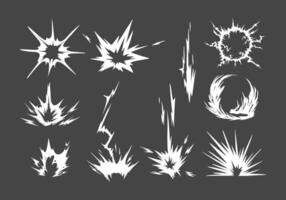 Flare bomb smoke explosion cartoon illustration collection set element, silhouette, clip art, splash editable vector