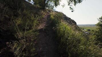 A dirt path that is going up a hill video