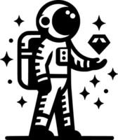 Astronaut carries in his hand floating alien Crystal vector
