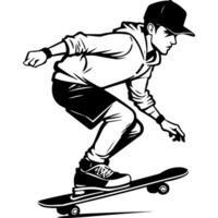 Athlete prepares to perform difficult trick on skateboard vector