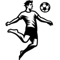 Jumping beach soccer player receives chest pass vector