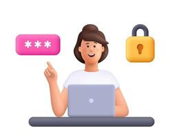 Person demonstrating password security tips vector