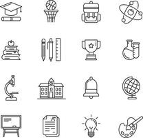 Back To School Line Icons Set vector