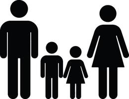 Family Silhouette with Four Members vector