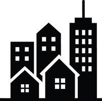 Cityscape with Urban Buildings and Houses Silhouette vector