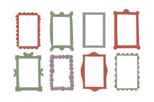 Funny coloured frames borders for text on isolated background. Hand drawn festive framing. Design elements for edging, congratulating of holidays, invitation, New Year, birthday, flyer, card vector