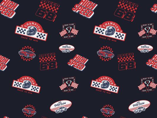 racing pattern design dark navy