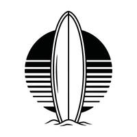 Surfboard silhouette sunset beach summer ocean wave vector