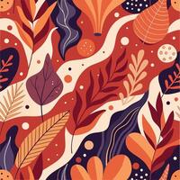 seamless pattern with leaves and flowers vector