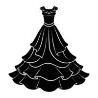 a black and white illustration of a dress icon. vector