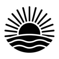 sunrise over the sea icon vector