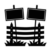 farm fence with two blank signs on it vector