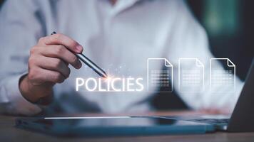 Concepts of practices and policies, company articles of association Terms and Conditions, regulations and legal advice, corporate policy photo