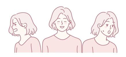 Illustration of three character expressions vector