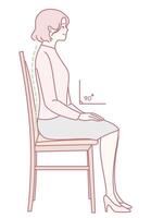 Illustration of a proper sitting posture vector