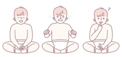 Expressions of a Baby Joy, Crying, and Curiosity in their Emotional Development Journey vector