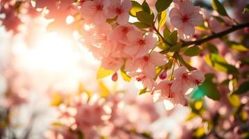 Beautiful sweet blooming flower tree in spring photo