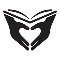 Hands Holding a Book in a Heart Shape Symbol of Love for Reading vector
